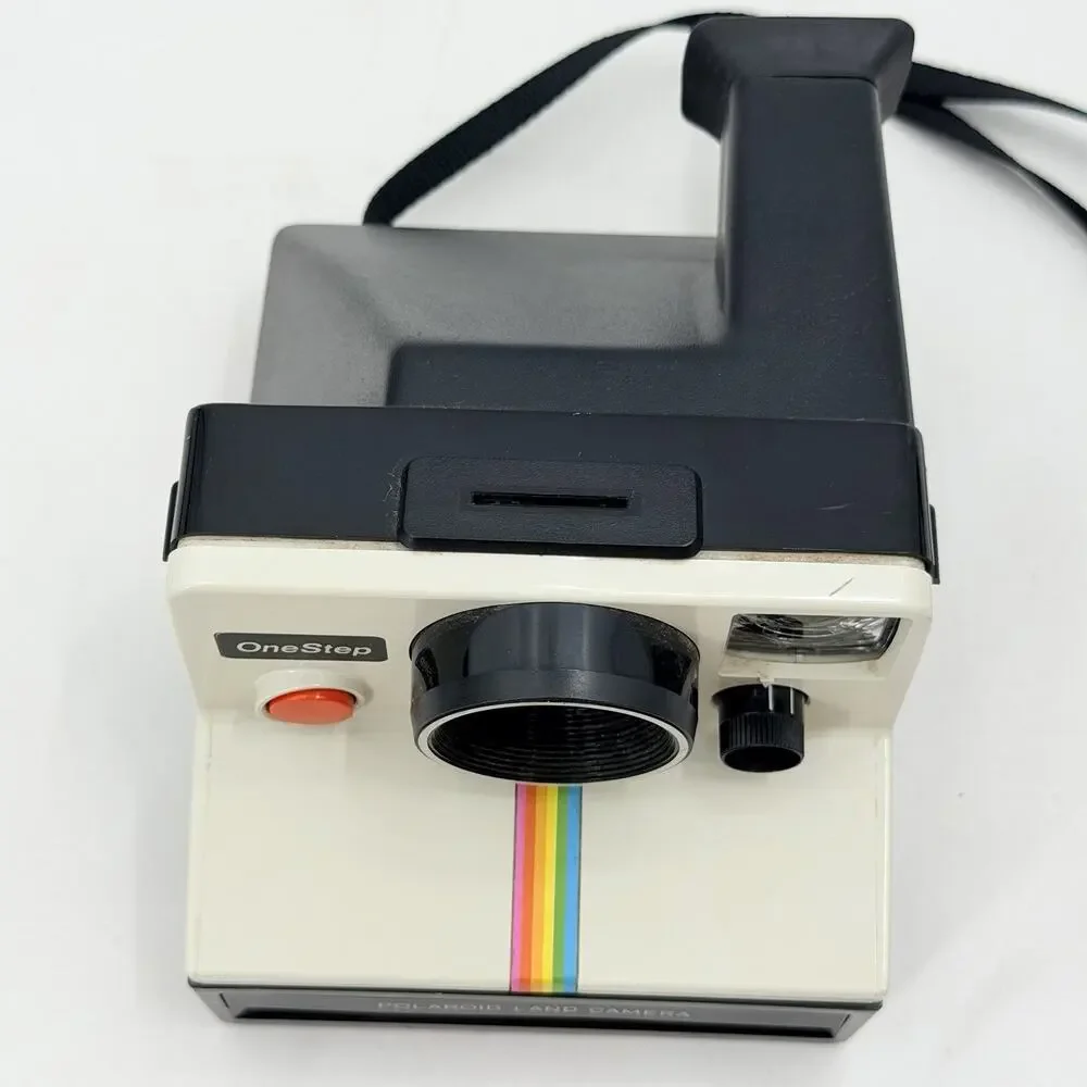 Vintage Original Polaroid SX-70 OneStep White Rainbow Stripe Land Camera